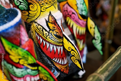 Ghost Dance mask Of Thailand, Phi Ta Khon, Ghost mask festival or halloween of Thailand