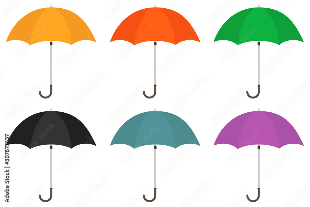 Umbrella, set of umbrellas. Vector illustration of an umbrella.