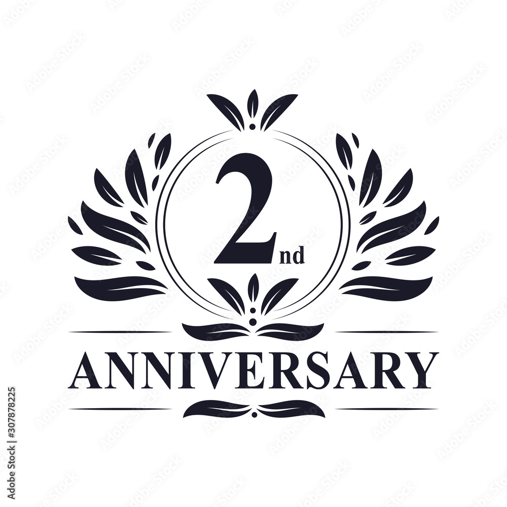 2 years Anniversary logo, luxurious 2nd Anniversary design celebration.