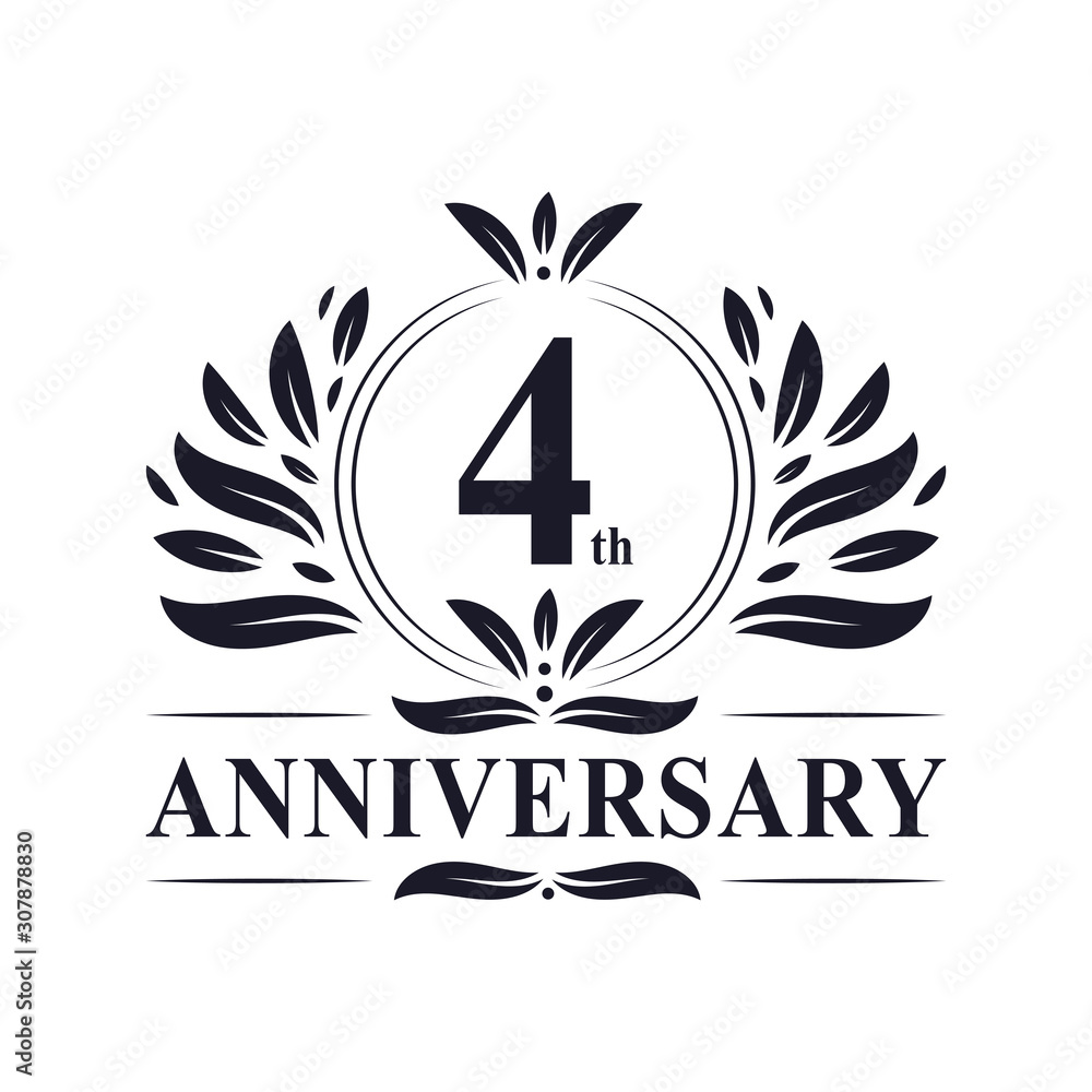 4th Anniversary celebration, luxurious 4 years Anniversary logo design. 4th Anniversary celebration, luxurious 4 years Anniversary logo design.