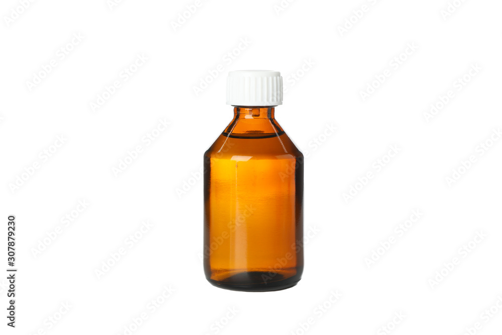 Brown glass medical bottle isolated on white background Brown glass medical bottle isolated on white background