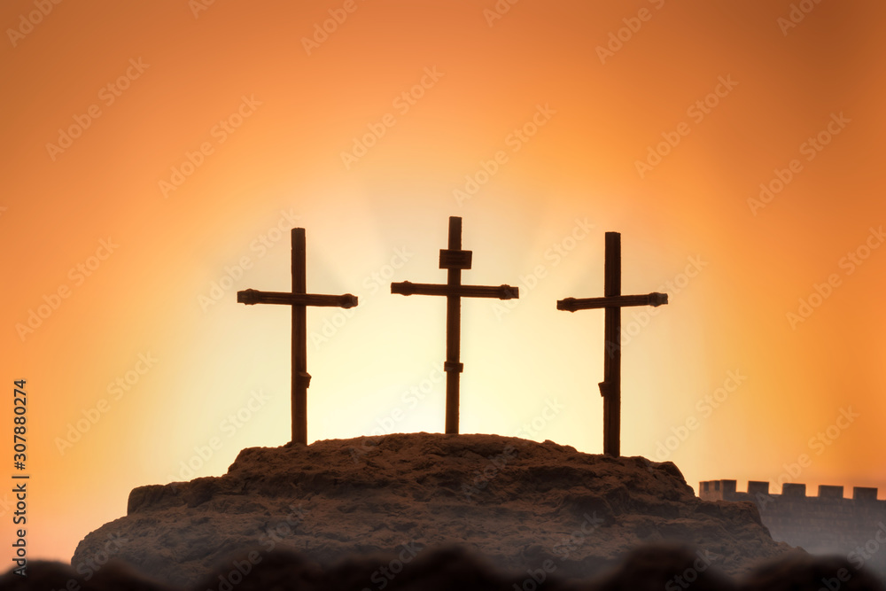 Three crosses on the Calvary