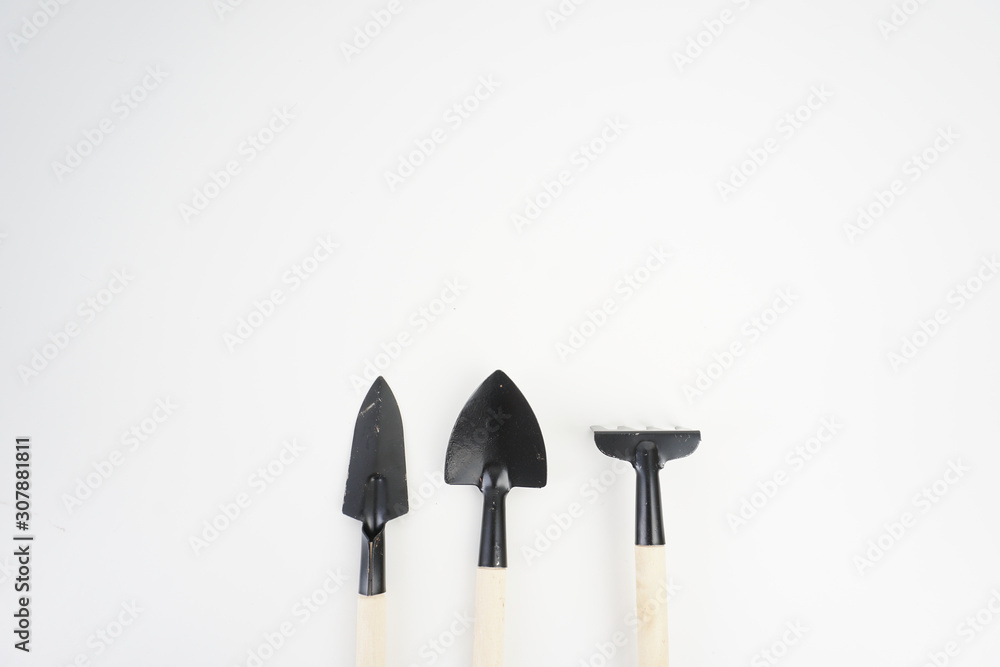 Gardening tools over white background Gardening tools over white background
