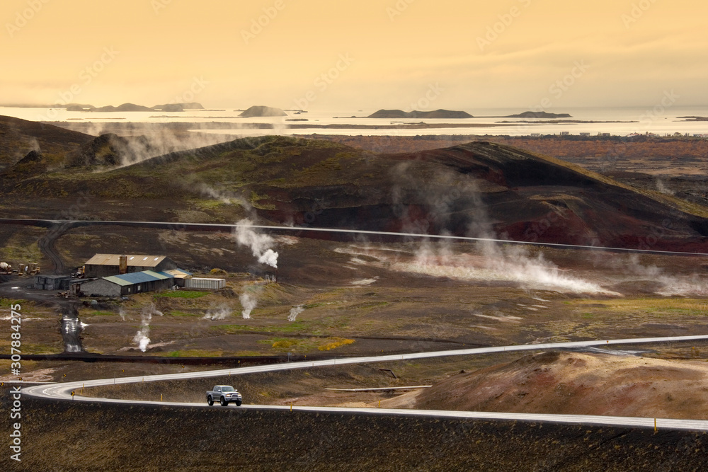 Geo thermal landscape - Reykjahlid and Lake Myvatn - Iceland
