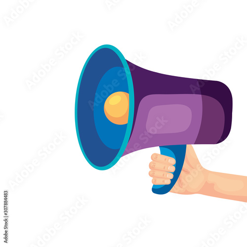 Megaphone icon design, Amplifer speaker bullhorn announce speech message communication and sound theme Vector illustration