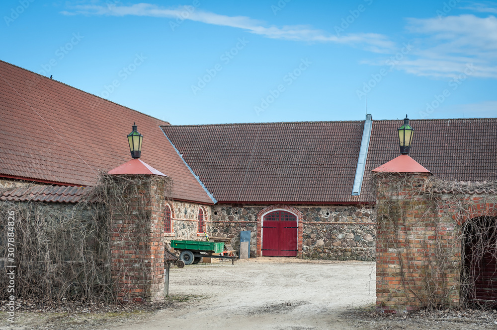 Courtyard of cattle shed in the old property. Olustvere manor. Estonia. Courtyard of cattle shed in the old property. Olustvere manor. Estonia.