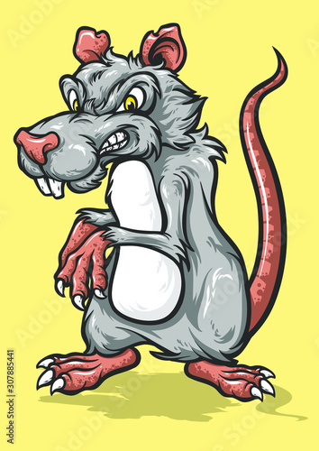 stock vector of hand draw an angry rat mascot object illustration