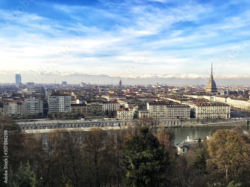 05/12/19 Torin, Italy - Panoramic view of the city of Turin from Monte dei Capuccini sightseen