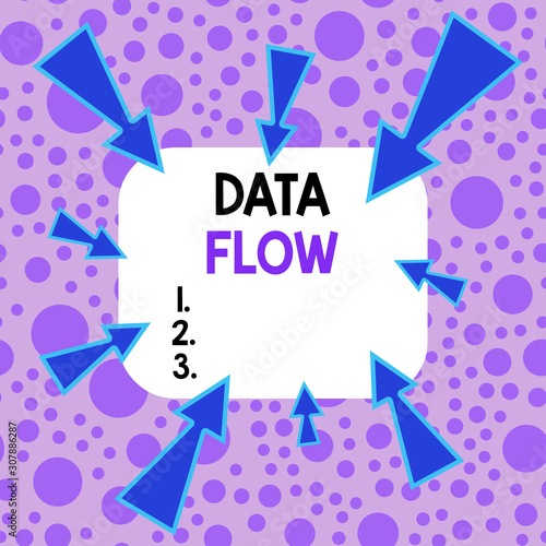 Handwriting text Data Flow. Conceptual photo the movement of data through a system comprised of software Asymmetrical uneven shaped format pattern object outline multicolour design
