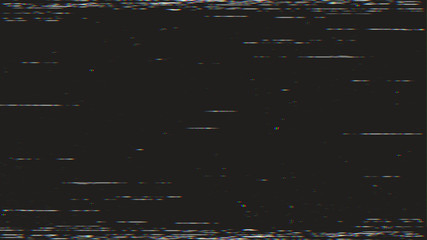 Horizontal distortion of broken video image on black background, VHS effect, glitch digital color pixel noise. Stock abstract pixel background glitch texture. Color digital noise, VHS corrupted signal