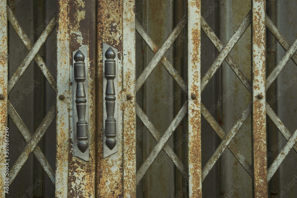 Rustic Steel Folding Door with Retro Style Handles