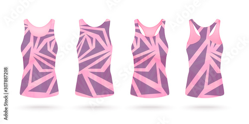 Women tank or sleeveless t-shirt realistic vector mockup illustration isolated.