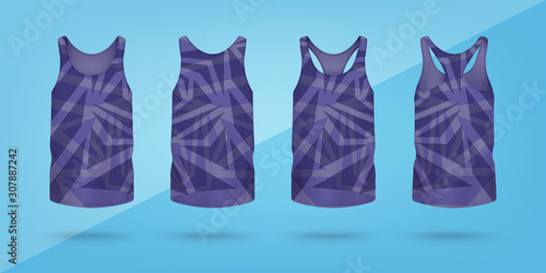 Women sleeveless t-shirt with pattern realistic vector illustration isolated.