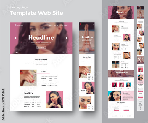 Website template for a beauty salon with place for photo.