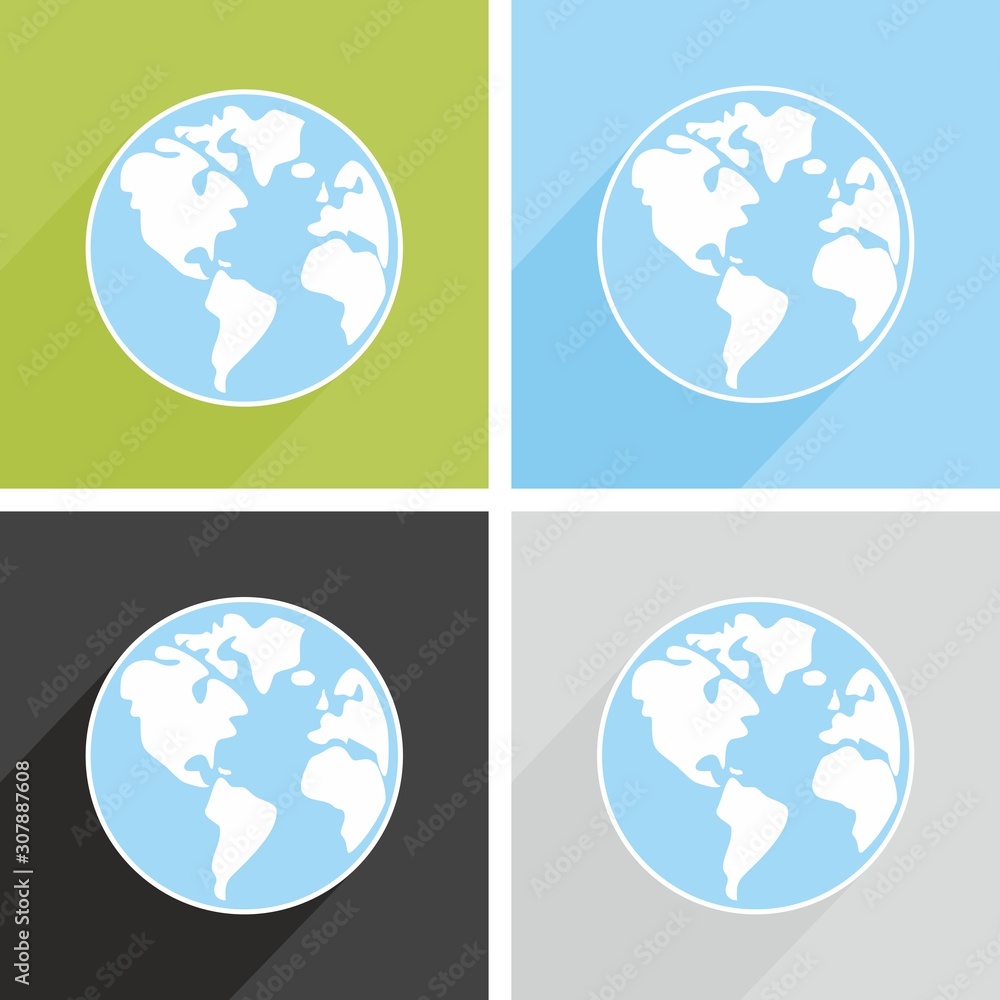 Planet Earth vector sign with long shadow Planet Earth vector sign with long shadow