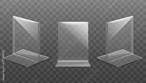 Table stand for menu or card holder realistic vector mockup set isolated.