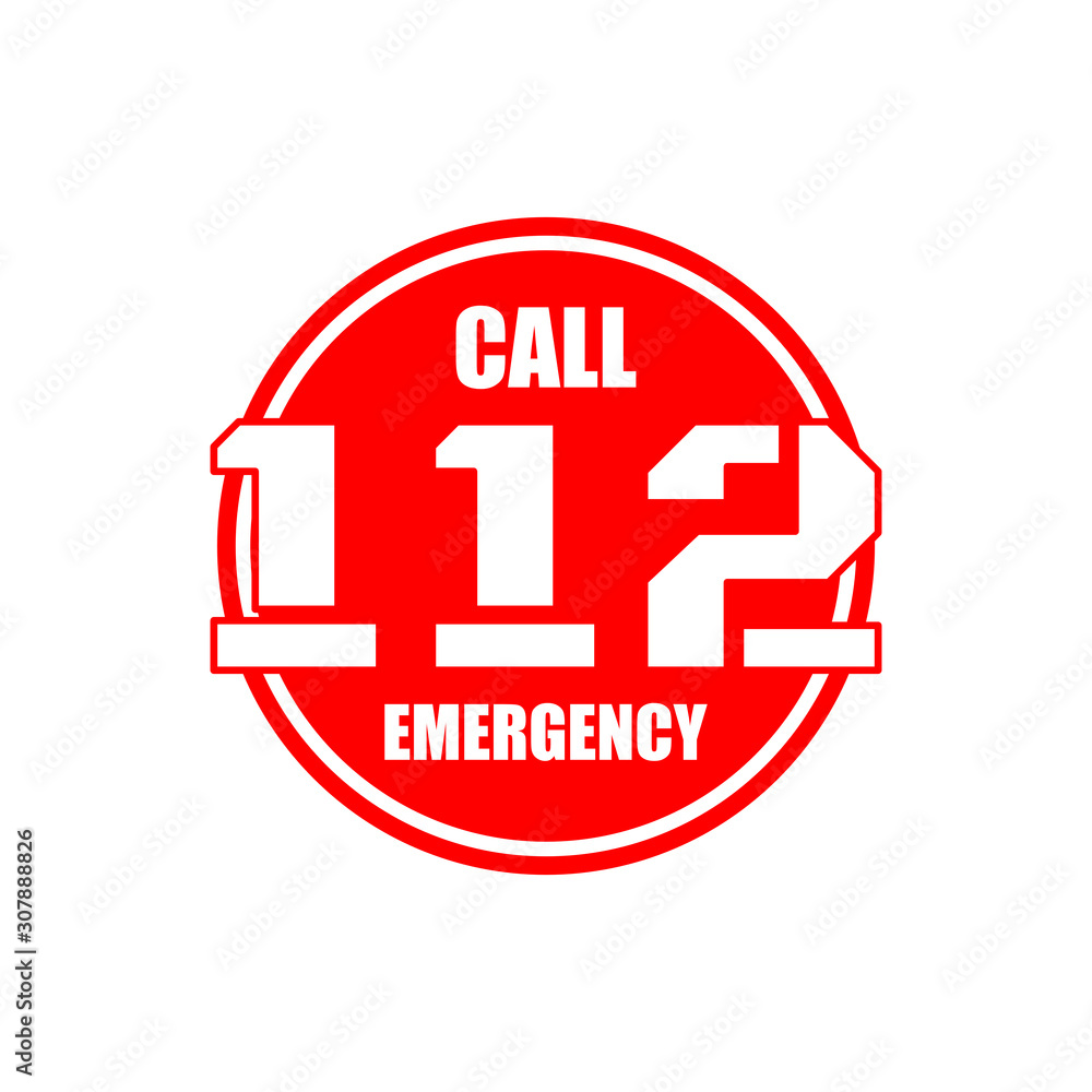 Single emergency helpline number 112. Flat style icon. Isolated.