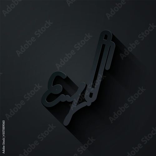 Paper cut Signature line icon isolated on black background. Pen and undersign, underwrite, ratify symbol. Paper art style. Vector Illustration