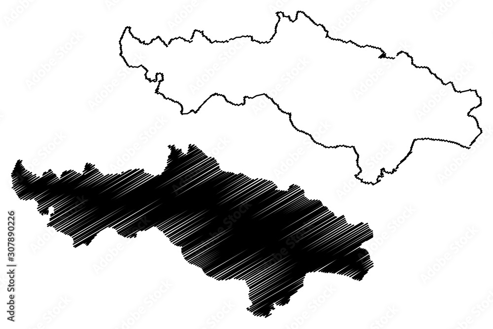 Pozega-Slavonia County (Counties of Croatia, Republic of Croatia) map vector illustration, scribble sketch Pozega Slavonia map