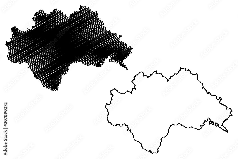 Sisak-Moslavina County (Counties of Croatia, Republic of Croatia) map vector illustration, scribble sketch Sisak Moslavina map