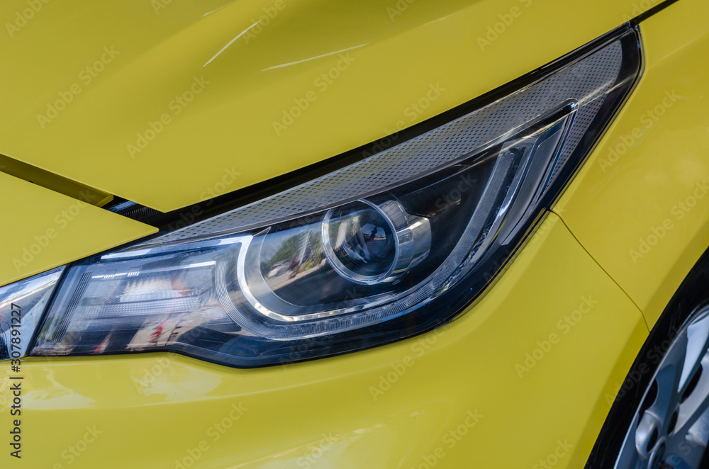 Yellow car headlights