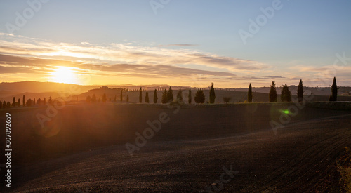 Tuscany Pienza Countryside at Sunset