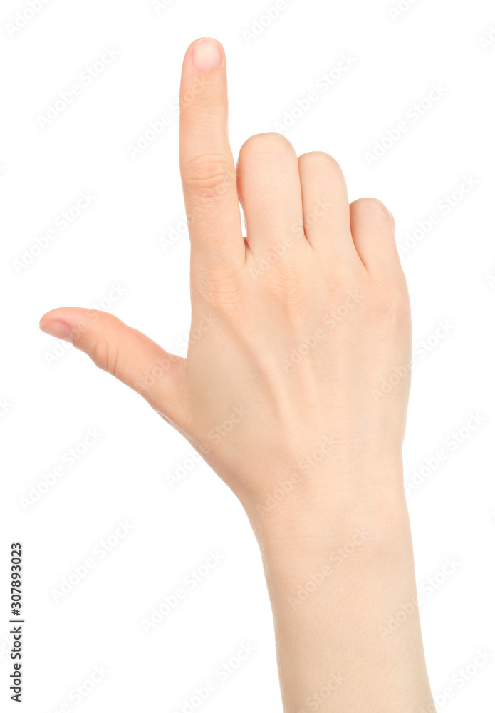 Woman hand with gesture like on smart phone screen Woman hand with gesture like on smart phone screen