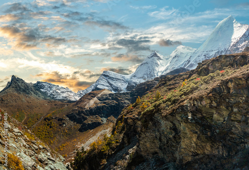 Nature landscape image,Snow Mountain in daocheng yading,Sichuan,China.