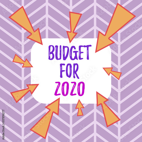 Word writing text Budget For 2020. Business photo showcasing An written estimates of income and expenditure for 2020 Asymmetrical uneven shaped format pattern object outline multicolour design © Artur