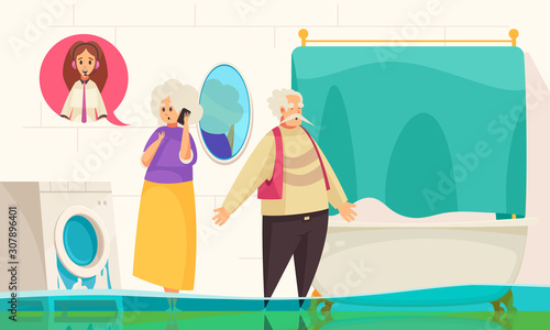 Call Center Service Flat Composition 