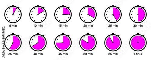 Timer concept. Stopwatch. Clock. Isolated on a white background. Time for preparing. Vector illustration on a white background.