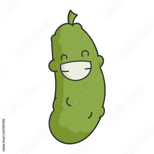 Big Smiling Dill Pickle Cartoon