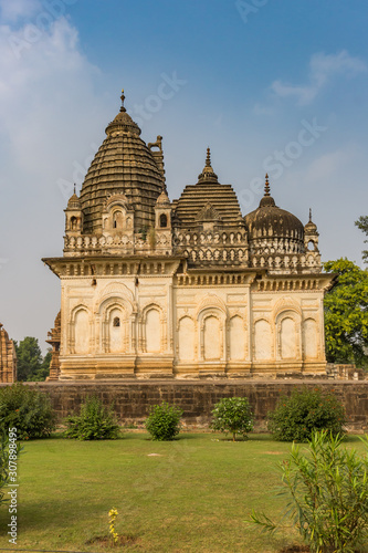 Temple and garden in the historic city Khajuraho, India