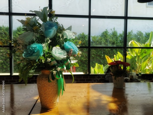 bouquet of flowers in vase on table