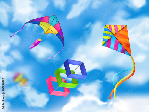 Realistic Kite Sky Composition