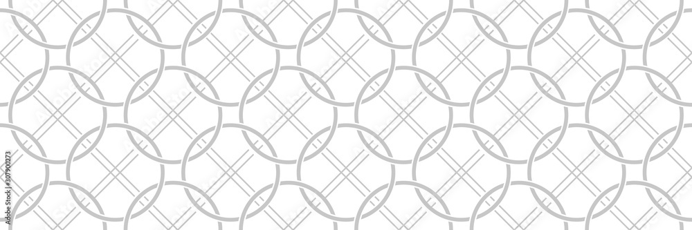 Geometric seamless pattern. Gray and white background with circles