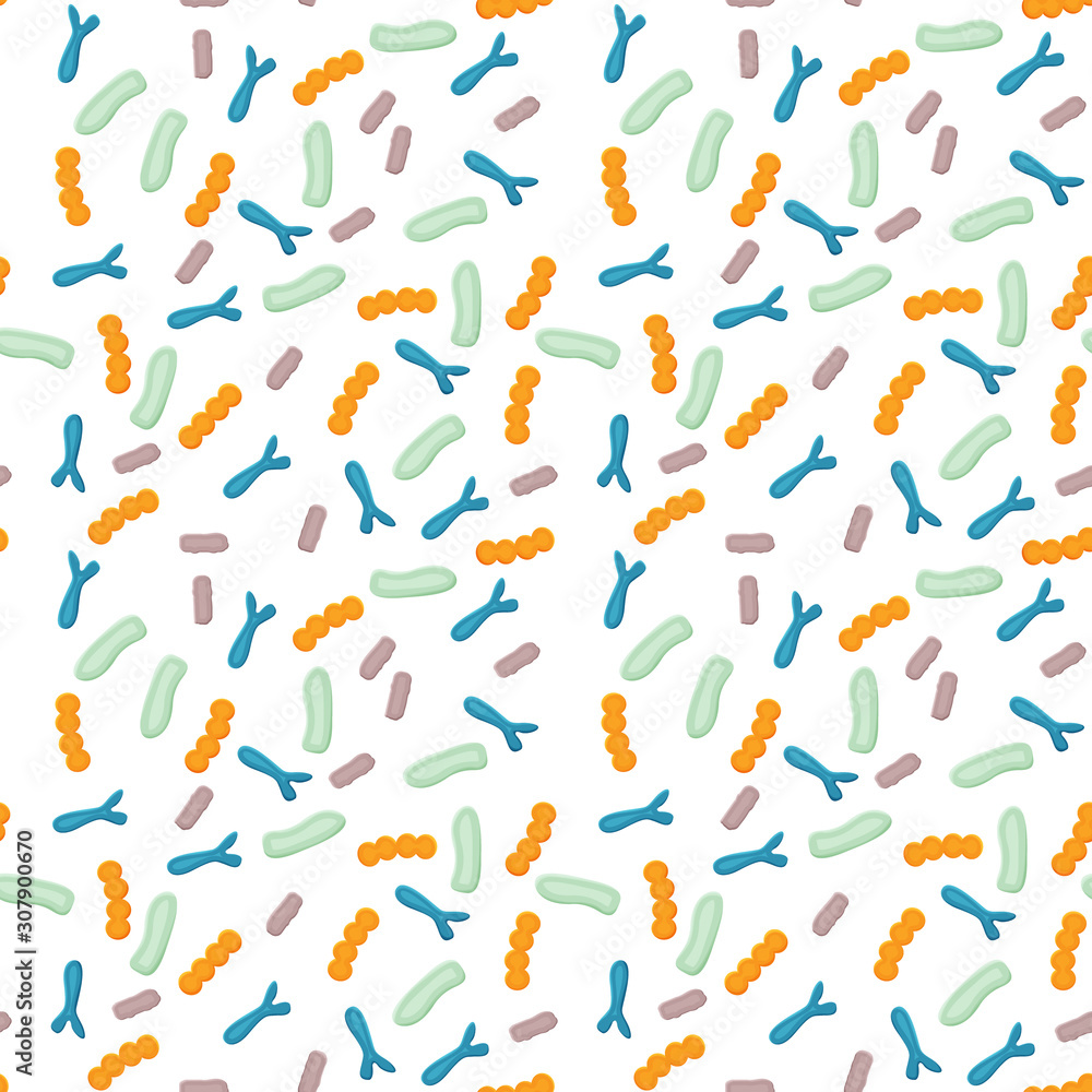 Probiotic bacteria seamless pattern. Vector. Probiotic bacteria seamless pattern. Vector.