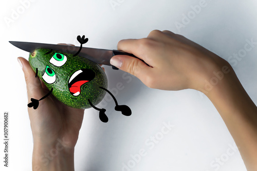 avocado cartoon illustration, cut avocado and cute faces, drawing funny face avocado, avocado illustration
