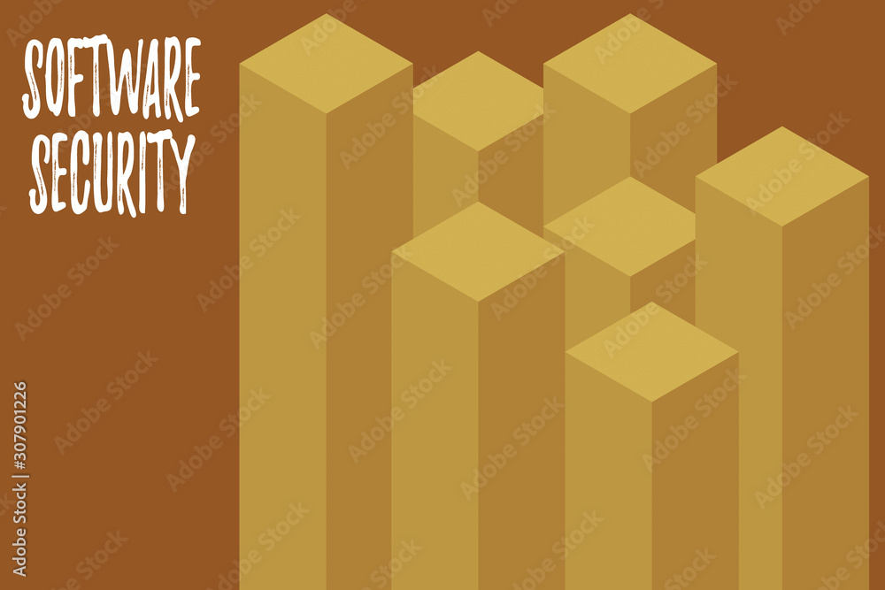 Text sign showing Software Security. Business photo text implemented to protect software against malicious attack Bar chart line infographics elements 3D photo Flat Design workflow layout Text sign showing Software Security. Business photo text implemented to protect software against malicious attack Bar chart line infographics elements 3D photo Flat Design workflow layout