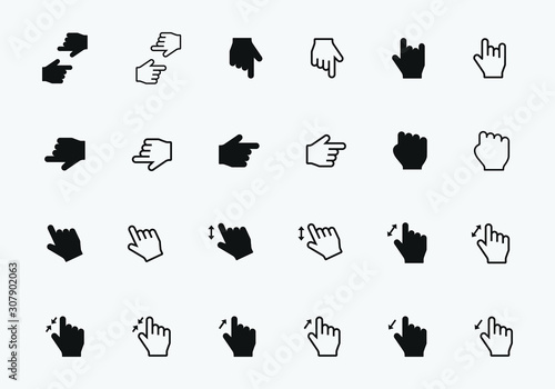 finger swipe arrow icon set for website and mobile concept