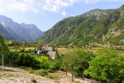 Village in the fertile valley of Theth in the dinaric alps of albania