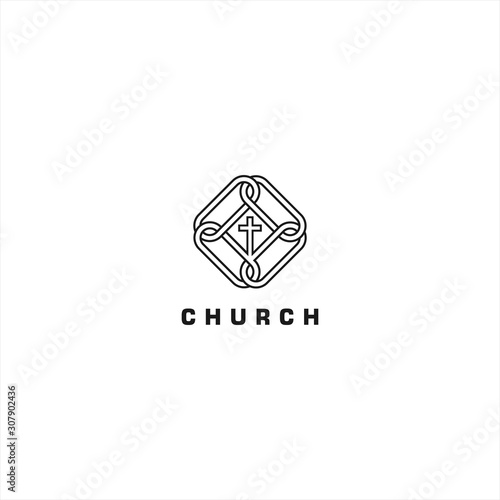 Geometric Church Logo Design Vector Illustration Template Idea