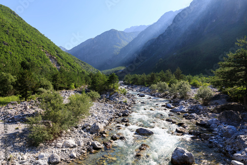 Valley of Theth in the dinaric alps in Albania on a beautiful summer day