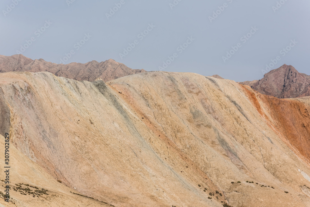 view of Rainbow Mountains in Zhangye Danxia Landform Geological Park