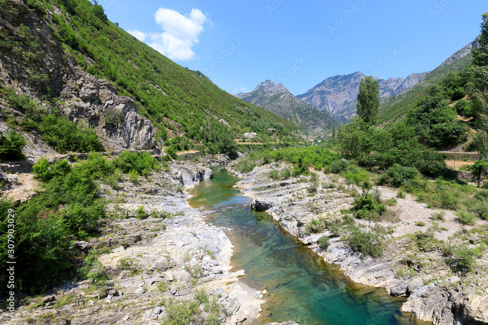 Crystal clear river in the Dinaric Alps of Albania