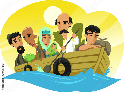 Refugees on a boat