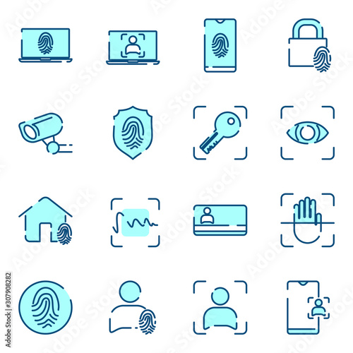 Biometric set icon template color editable. Biometric pack symbol vector sign isolated on white background icons vector illustration for graphic and web design.