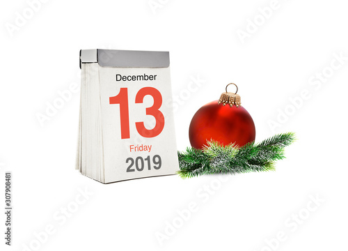 Kalender mit Freitag dem 13. Dezember 2019