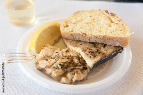 Grilled Swordfish with bread
