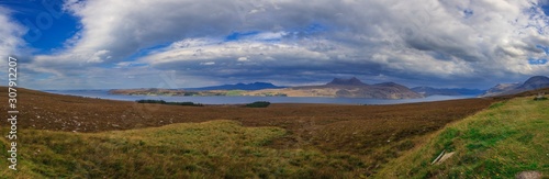 Panoramic picture over rough bay in Scottland